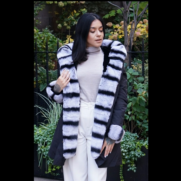 Fur lined Hooded Parker Rex Rabbit - Picture 2 of 8